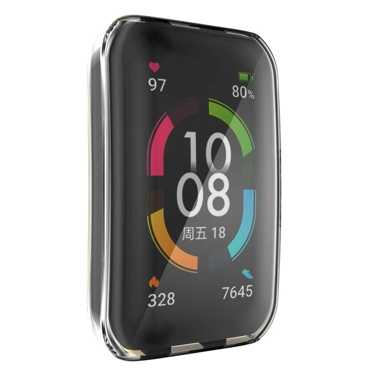 Cobertura Completa da Cobertura Eletroplatada TPU Caso Protetor de Smartwatch Para a Huawei Honor 6 - Transparente