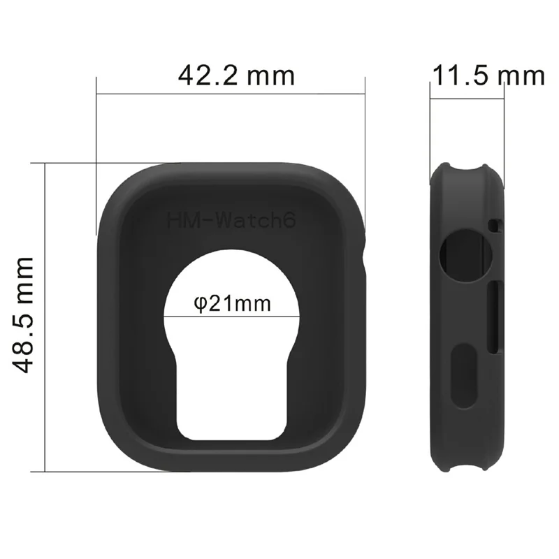 Funda para reloj para Xiaomi Redmi Watch 6, carcasa suave de silicona con diseño perforado - Negro