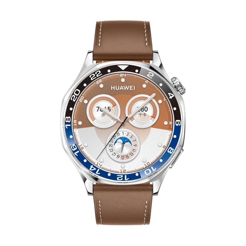 For Huawei Watch GT 5 46mm Bezel Ring Aluminum Alloy Dual Color Protective Cover Ring - Black+Blue  /  White Characters