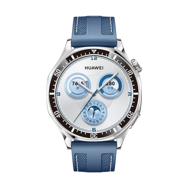 Für Huawei Watch GT 5 46mm Lünettenring aus kratzfestem Aluminiumlegierungs-Klebeüberzug - Schwarz / Weiße Zeichen