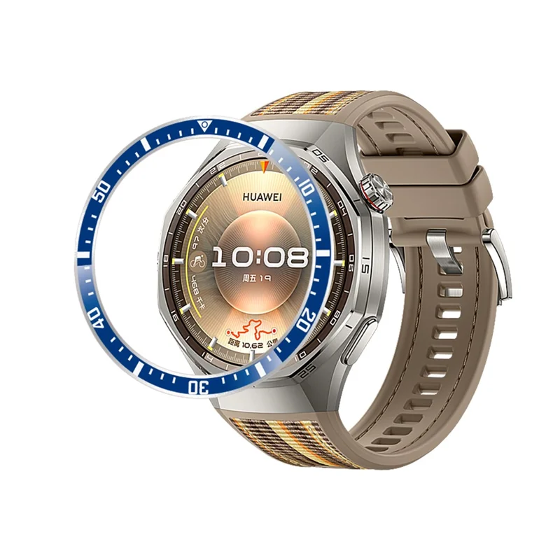 For Huawei Watch GT 6 Pro 46mm Bezel Ring Anti Scratch Aluminum Alloy Adhesive Cover - Blue  /  White Characters