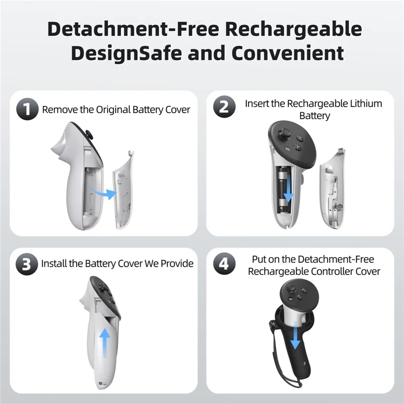 STARTRC GAMES Controllerhuls voor Meta Quest 3 / 3S met 2 batterijen, siliconen gripbeugel voor VR-headset