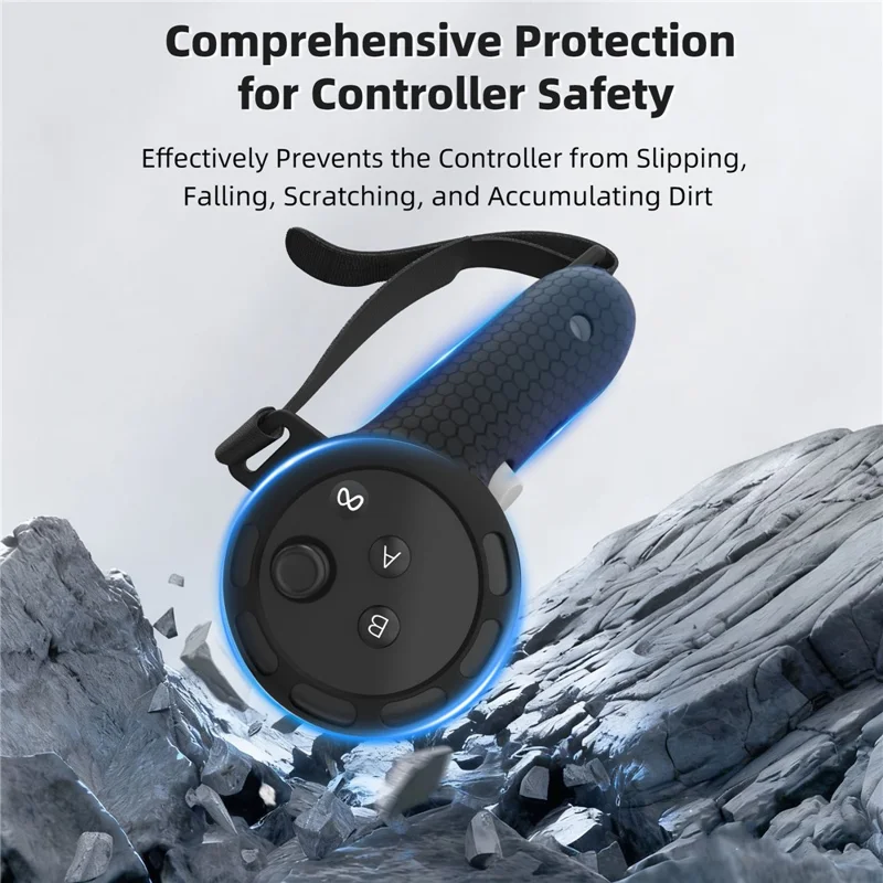STARTRC GAMES Controllerhuls voor Meta Quest 3 / 3S met 2 batterijen, siliconen gripbeugel voor VR-headset