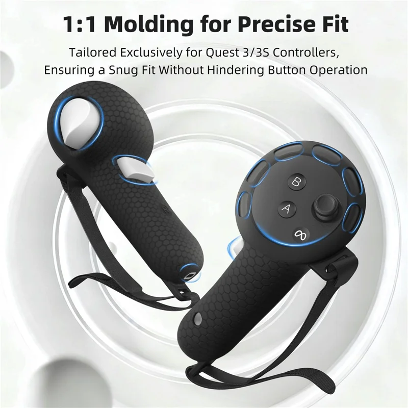 STARTRC GAMES Controllerhuls voor Meta Quest 3 / 3S met 2 batterijen, siliconen gripbeugel voor VR-headset