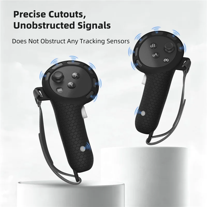 STARTRC GAMES Controllerhuls voor Meta Quest 3 / 3S met 2 batterijen, siliconen gripbeugel voor VR-headset