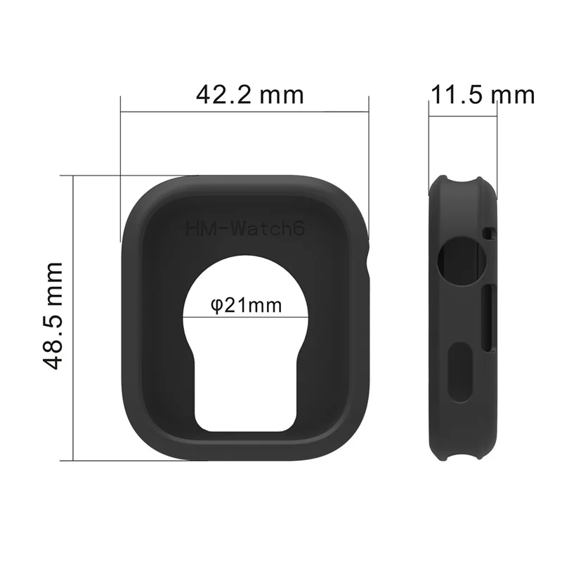 Funda para reloj para Xiaomi Redmi Watch 6, funda protectora de silicona suave - Negro