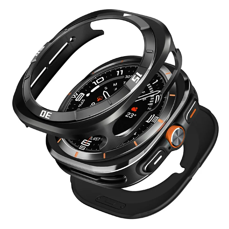 Schutzhülle für Samsung Galaxy Watch7 44mm aus Aluminiumlegierung + PC - Schwarz / Weiß