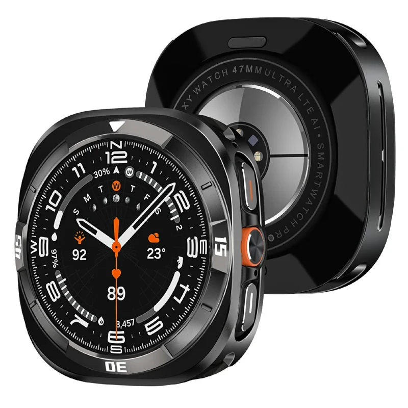 Schutzhülle für Samsung Galaxy Watch7 44mm aus Aluminiumlegierung + PC - Schwarz / Weiß