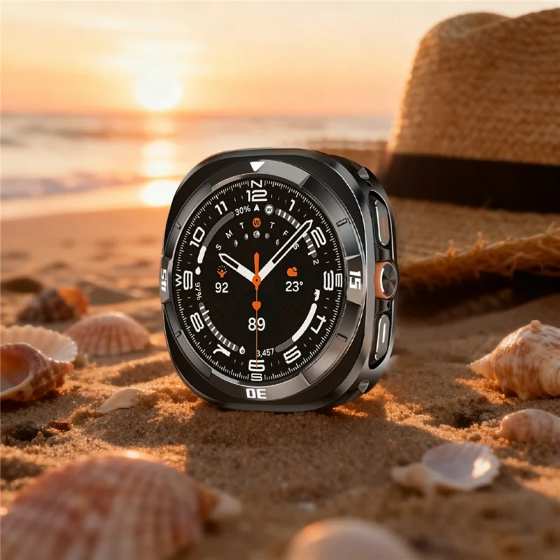 Schutzhülle für Samsung Galaxy Watch7 44mm aus Aluminiumlegierung + PC - Schwarz / Weiß