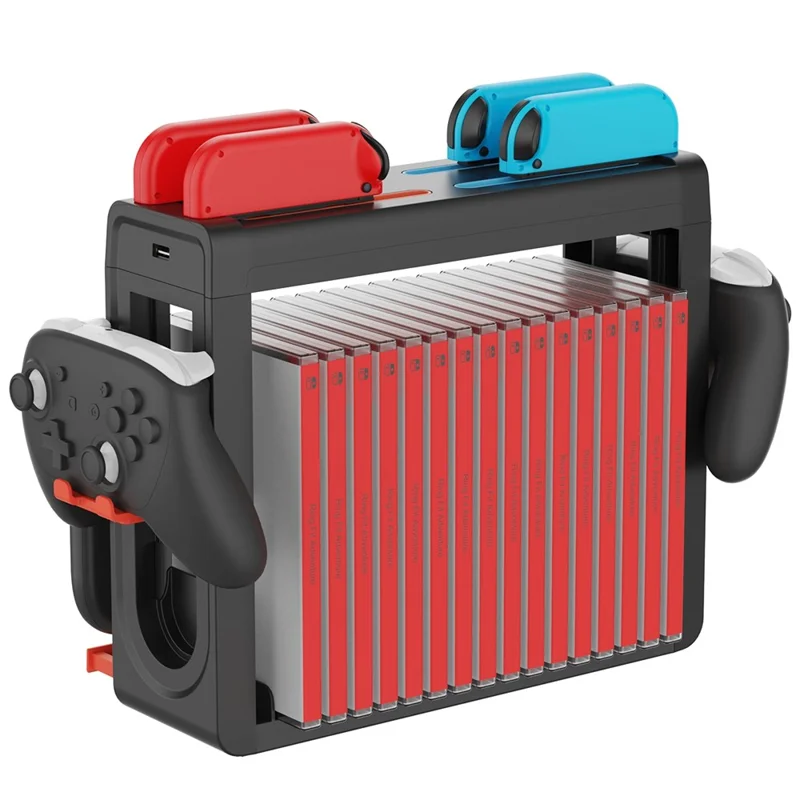 Stacja ładująca IPEGA PG-SW2027 do Nintendo Switch / stojak magazynujący do Switch 2 z 8-miestną stacją ładującą kontrolery / portem USB / szczelinami na karty do gier