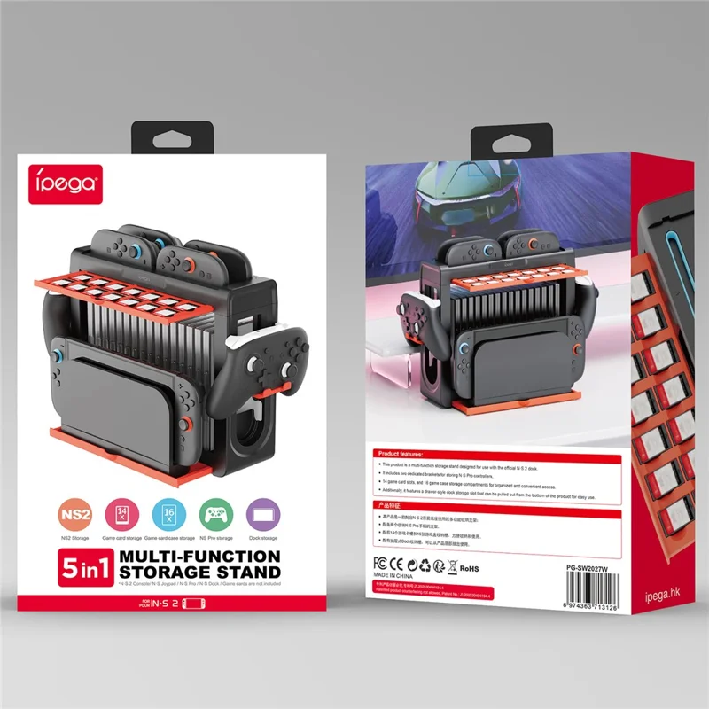 IPEGA PG-SW2027W flerfunktionell förvaringsställ för Nintendo Switch 2 Pro-controller, handkontrollorganizer / spelkorthållare