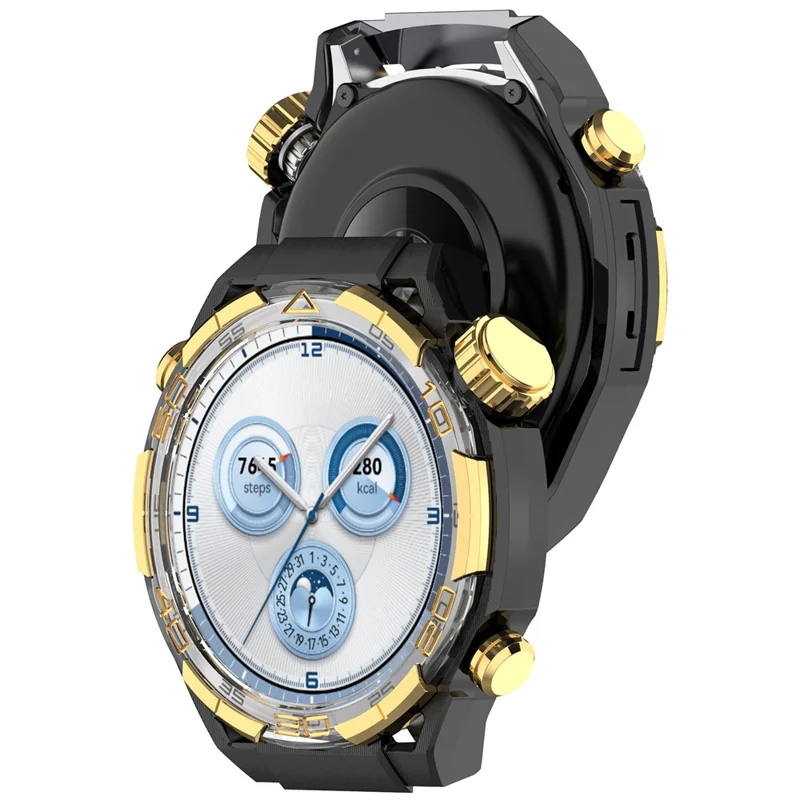 For Huawei Watch GT 5 46mm Case Hollow Design Hard PC Protective Cover Scratch Resistant - Black / Gold