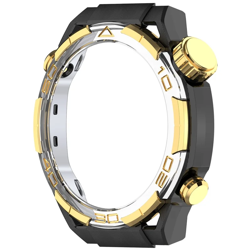 For Huawei Watch GT 5 46mm Case Hollow Design Hard PC Protective Cover Scratch Resistant - Black / Gold