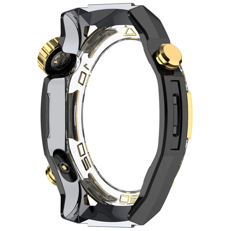 For Huawei Watch GT 5 46mm Case Hollow Design Hard PC Protective Cover Scratch Resistant - Black / Gold