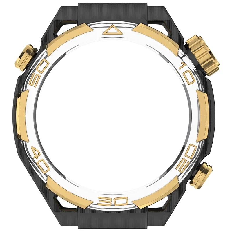 For Huawei Watch GT 5 46mm Case Hollow Design Hard PC Protective Cover Scratch Resistant - Black / Gold