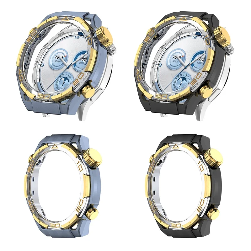 For Huawei Watch GT 5 46mm Case Hollow Design Hard PC Protective Cover Scratch Resistant - Black / Gold