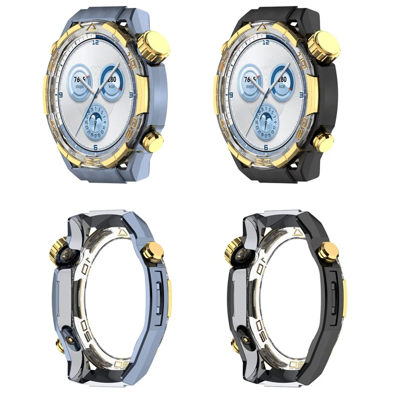 For Huawei Watch GT 5 46mm Case Hollow Design Hard PC Protective Cover Scratch Resistant - Black / Gold