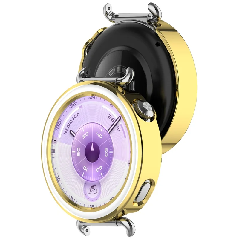 Capa de Proteção em PC com Abertura Parcial para Relógio Huawei Watch GT 6 41 mm / 5 41 mm - Dourado / Branco