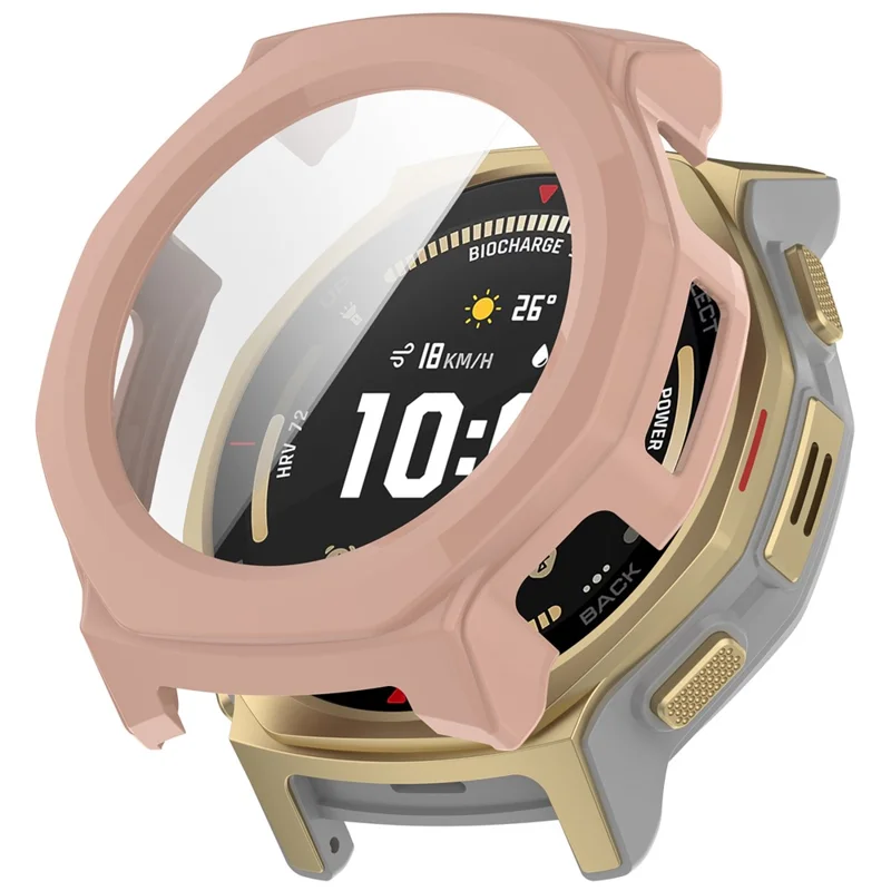 Für Huami Amazfit T-Rex 3 Pro 44 mm Hartschalen-PC-Uhrgehäuse mit gehärtetem Glas-Schutzfolie – Pink