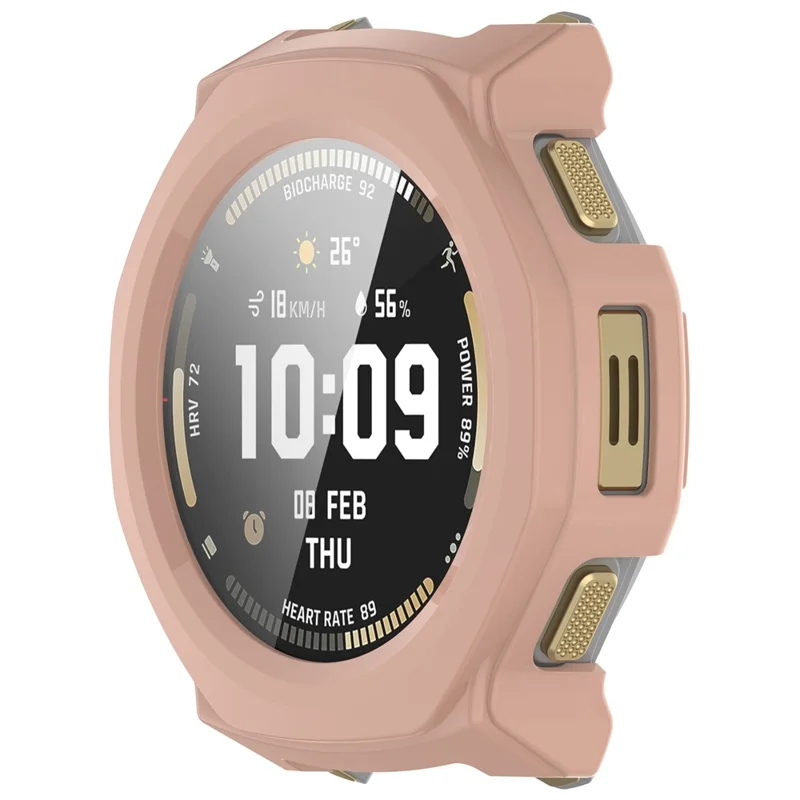 Für Huami Amazfit T-Rex 3 Pro 44 mm Hartschalen-PC-Uhrgehäuse mit gehärtetem Glas-Schutzfolie – Pink