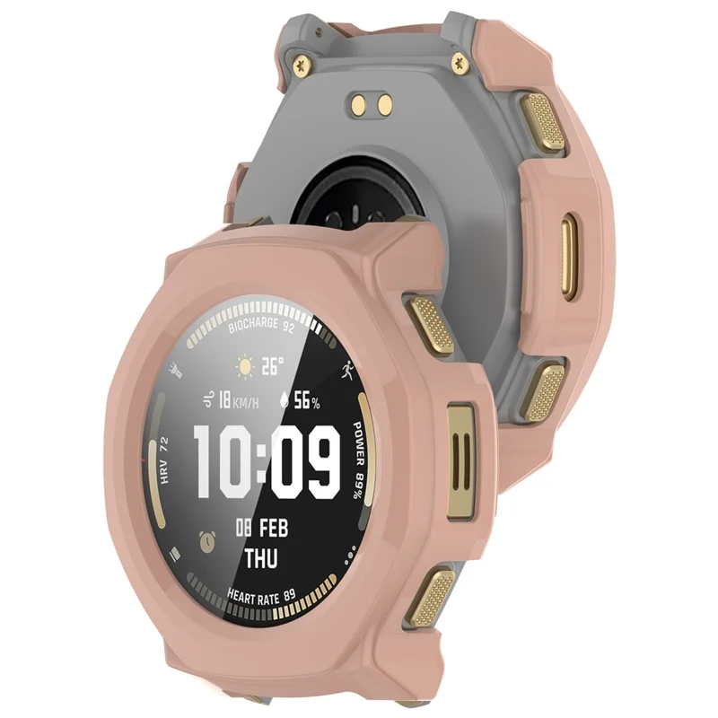 Für Huami Amazfit T-Rex 3 Pro 44 mm Hartschalen-PC-Uhrgehäuse mit gehärtetem Glas-Schutzfolie – Pink