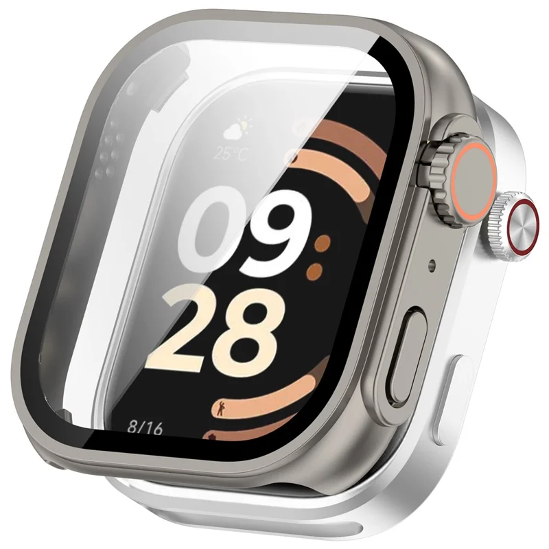 For Xiaomi Redmi Watch 6 Integrated Watch Case Transfer to Ultra Hard PC Full Covering Watch Protector - Titanium