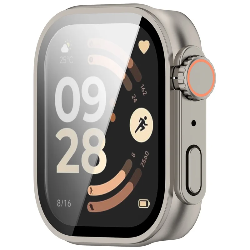 For Xiaomi Redmi Watch 6 Integrated Watch Case Transfer to Ultra Hard PC Full Covering Watch Protector - Titanium