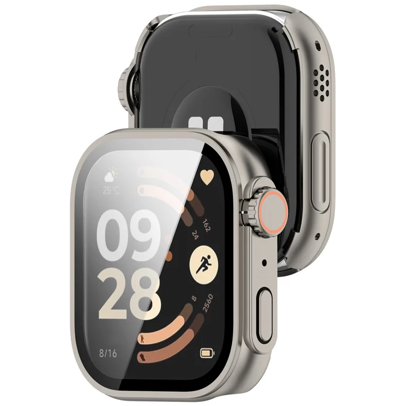 For Xiaomi Redmi Watch 6 Integrated Watch Case Transfer to Ultra Hard PC Full Covering Watch Protector - Titanium