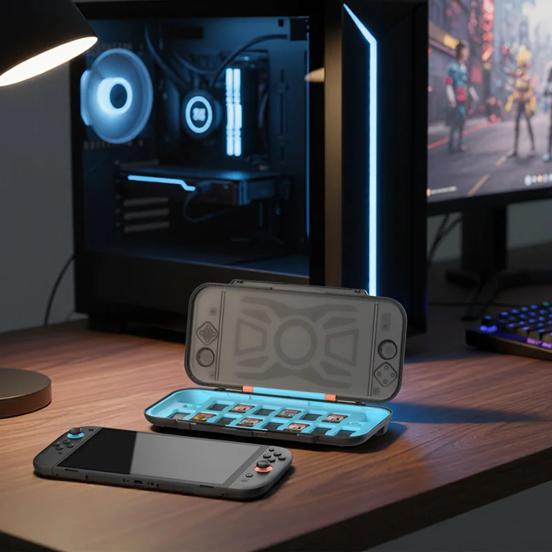 DOBE FOMIS ELECTRONICS TNS-51112 For Nintendo Switch 2 Carrying Case Game Console Hard Shell Protective Cover with 14 Game Card Slots - Blue