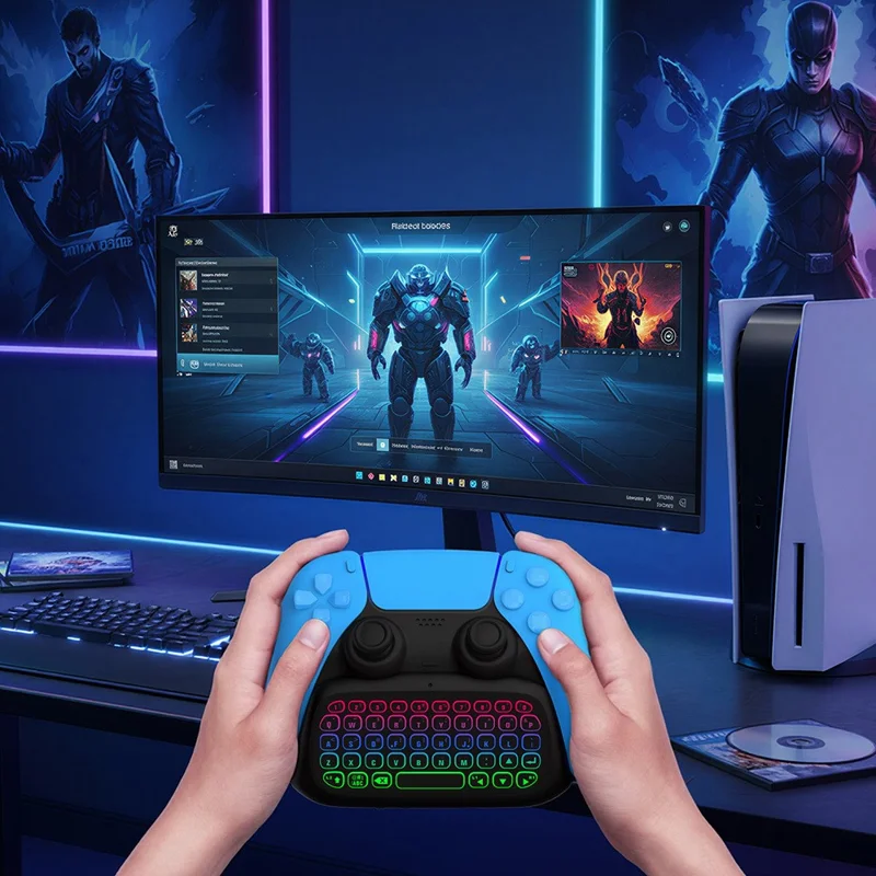 DOBE FOMIS ELECTRONICS TP5-35135 For Sony PS 5 / 5 Elite Controller Wireless Keyboard with Backlight and Mic Function - White