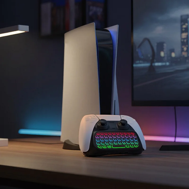 DOBE FOMIS ELECTRONICS TP5-35135 For Sony PS 5 / 5 Elite Controller Wireless Keyboard with Backlight and Mic Function - White