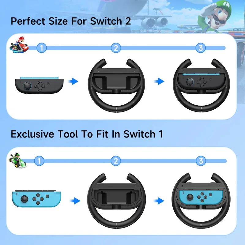 EASYSMX A01 For Nintendo Switch 2  /  Switch Left and Right Joy-Con Controller Holder Racing Steering Wheel Grip Handle