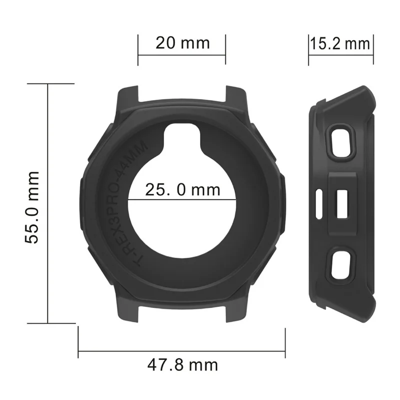 For Huami Amazfit T-Rex 3 Pro 44mm Watch Case Soft Silicone Hollow Watch Frame Cover - Black