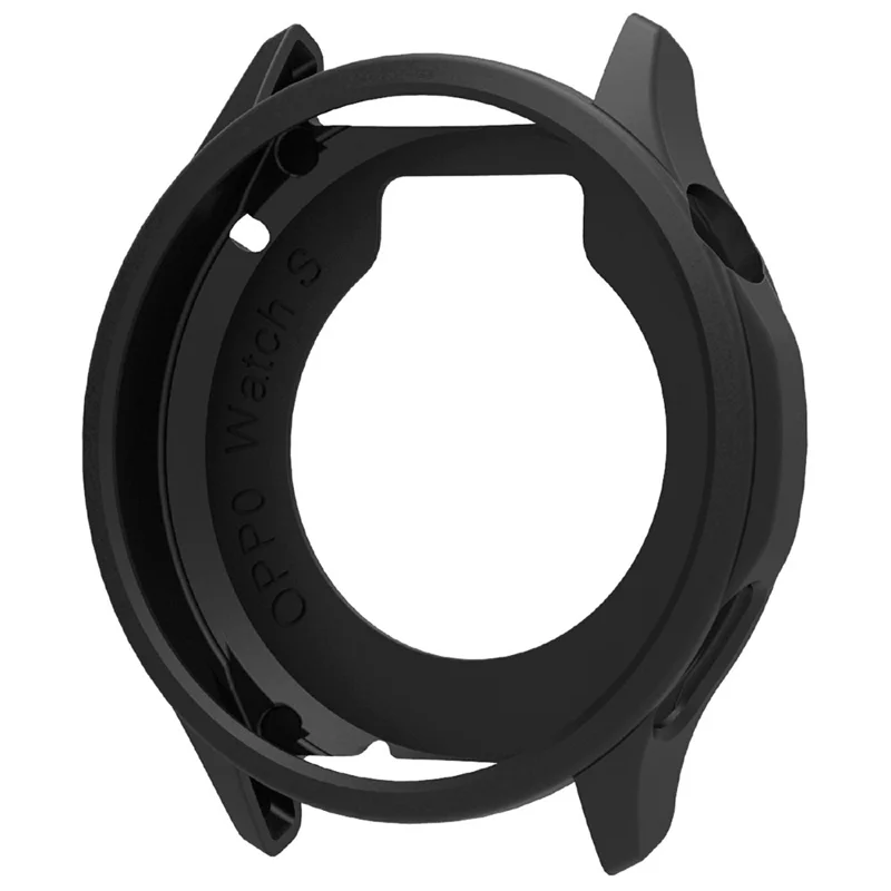 For Oppo Watch S Case Soft Silicone Hollow Watch Frame Cover - Black