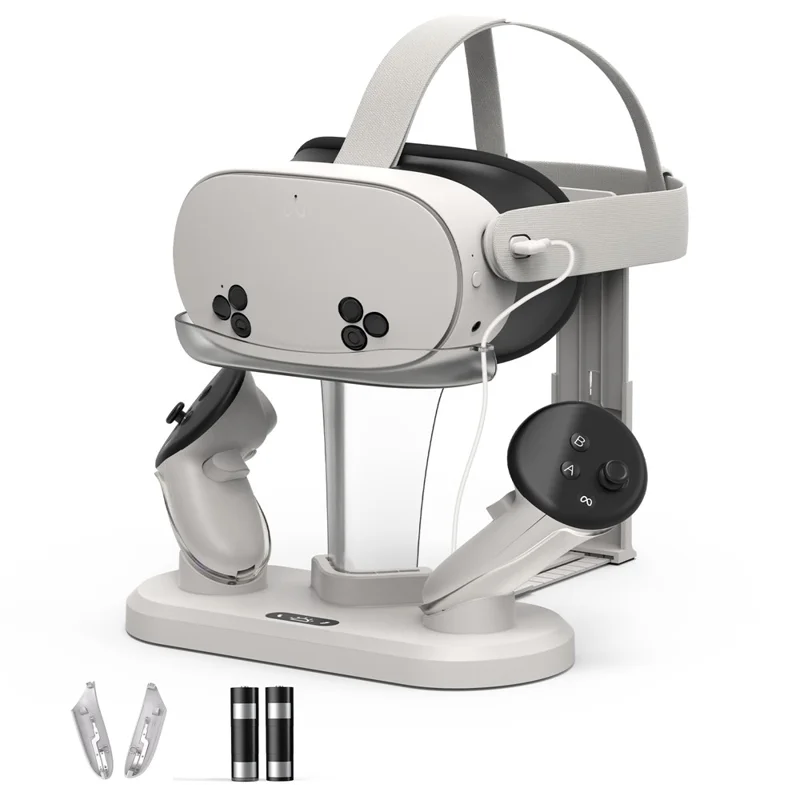 STARTRC GAMES For Meta Quest 3 / 3S Charging Dock Station with Dual Batteries, RGB Ambient Light, VR Headset Storage Holder