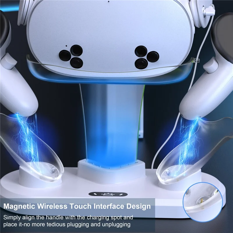 STARTRC GAMES For Meta Quest 3 / 3S Charging Dock Station with Dual Batteries, RGB Ambient Light, VR Headset Storage Holder