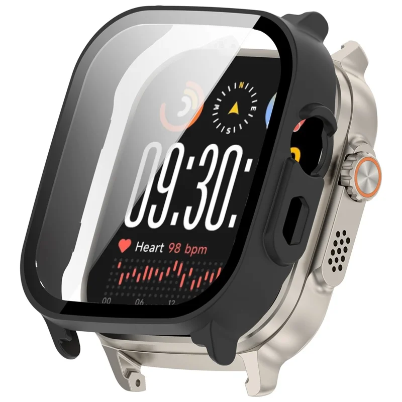 Coque rigide en PC pour Realme Watch 5 avec film de protection en verre trempé - Noir