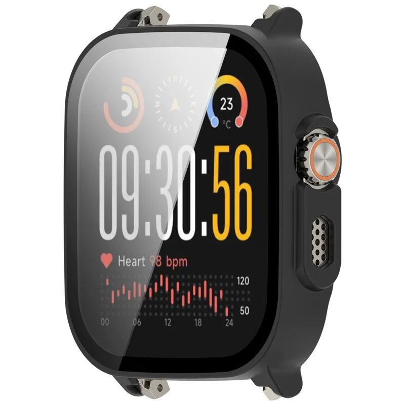 Coque rigide en PC pour Realme Watch 5 avec film de protection en verre trempé - Noir