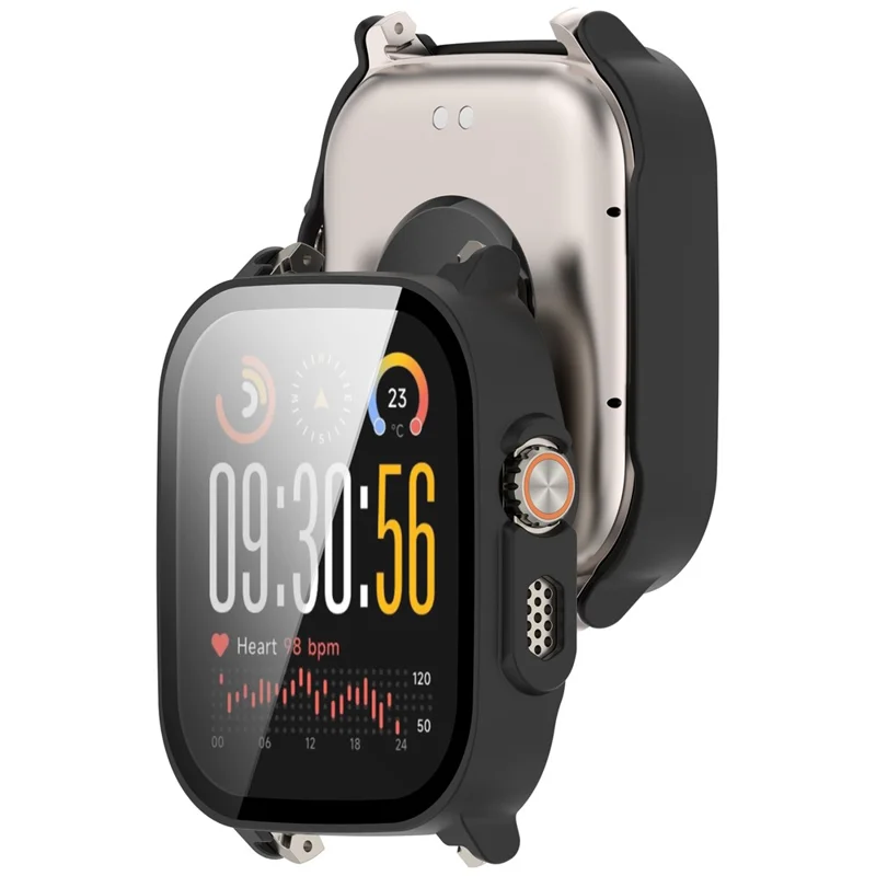 Coque rigide en PC pour Realme Watch 5 avec film de protection en verre trempé - Noir