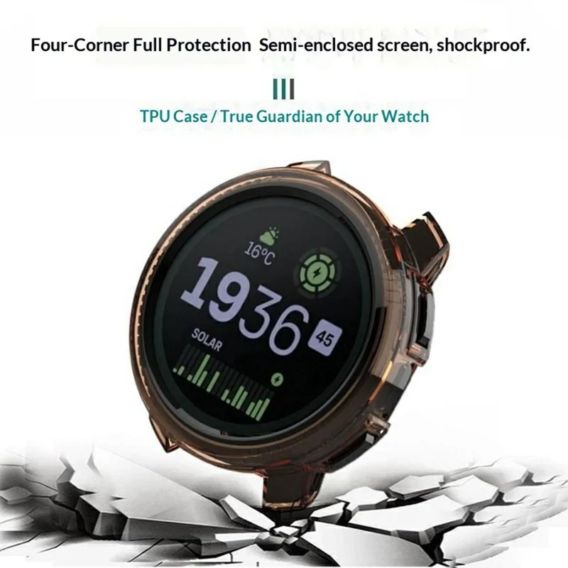 For Suunto Vertical 2 Protective Case Anti-drop TPU Half Cover Frame - Transparent Purple