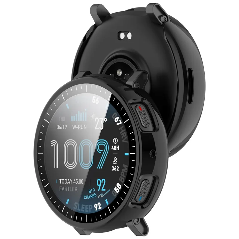 Beschermhoes voor Huami Amazfit Active Max met schaalverdeling, PC en gehard glas horlogekap - Zwart