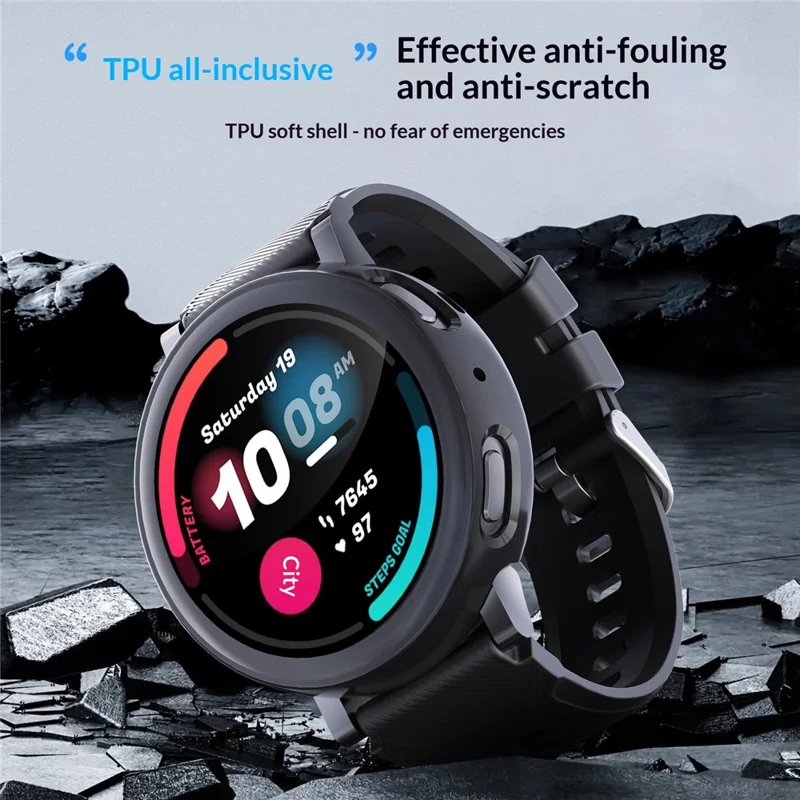 For Huami Amazfit Active Max Case Full Coverage Electroplated TPU Watch Protective Cover - Black