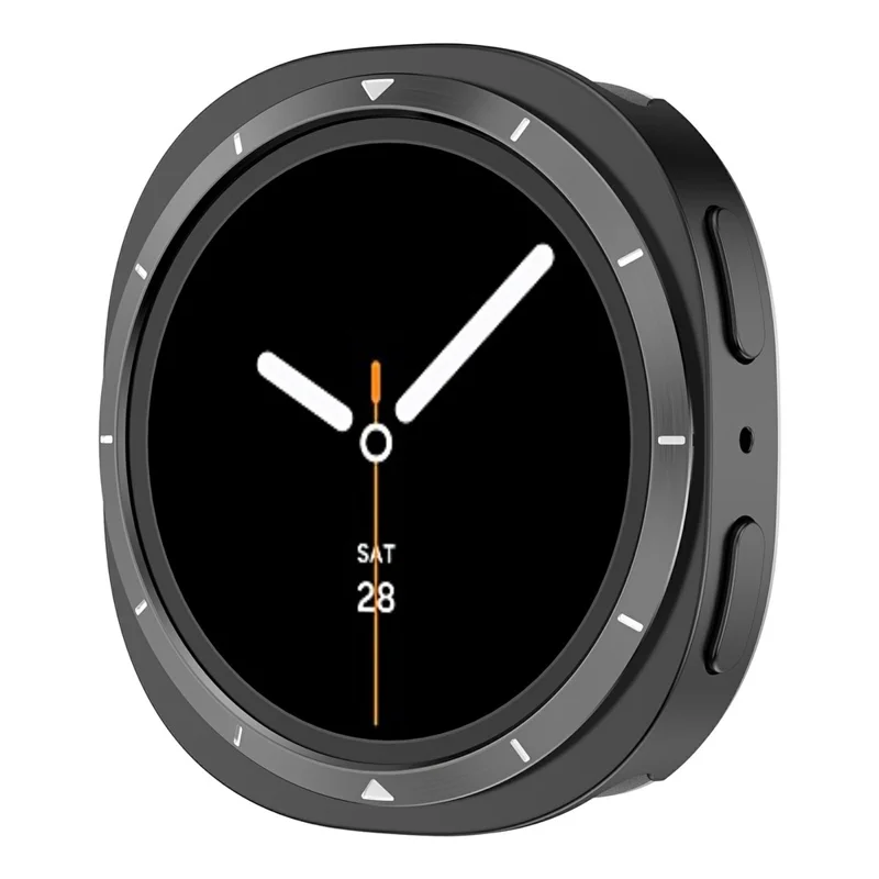 För Samsung Galaxy Watch8 40 mm Metallram PC-skyddsfodral av Zinklegering med Skalmarkeringar - Svart / Vit