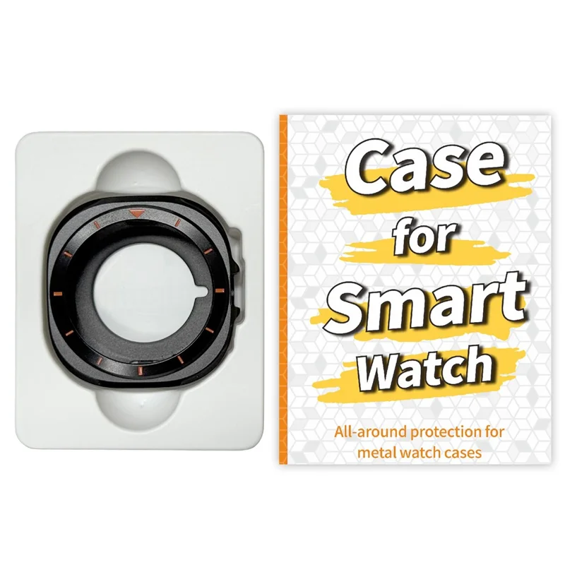 För Samsung Galaxy Watch8 40 mm Metallram PC-skyddsfodral av Zinklegering med Skalmarkeringar - Svart / Vit