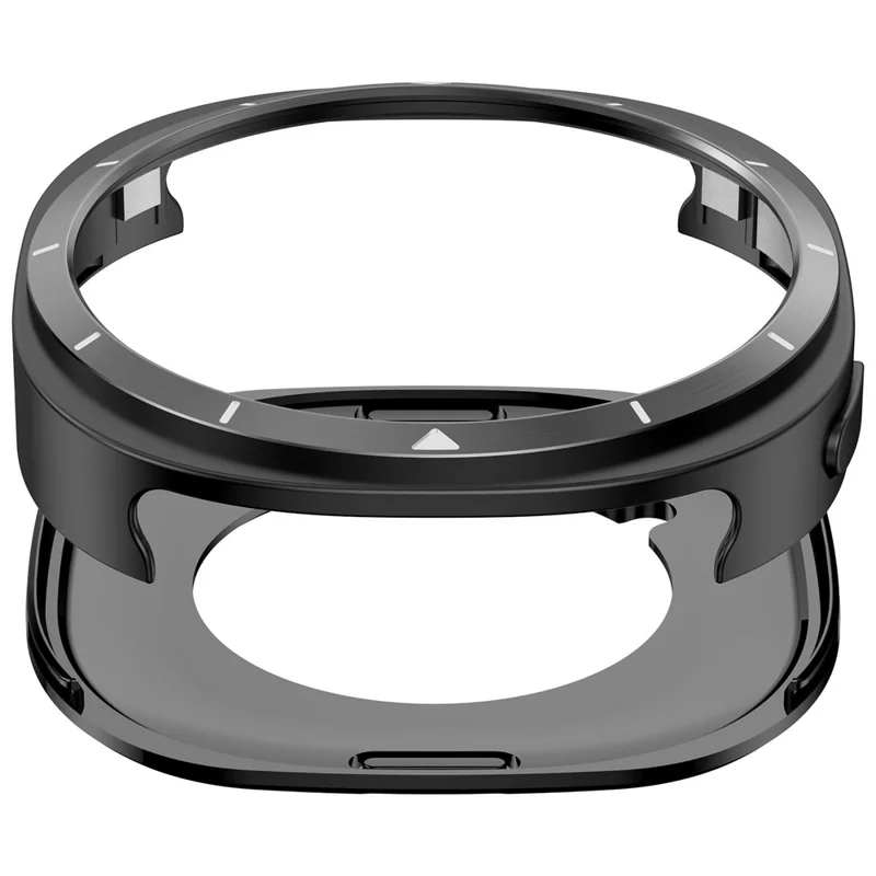 For Samsung Galaxy Watch8 44mm Metal Frame PC Protective Case Zinc Alloy Shell Cover with Scale Markings - Black  /  White