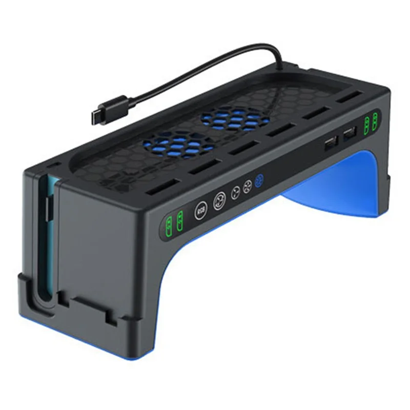DOBE FOMIS ELECTRONICS TNS-51100 For Nintendo Switch 2  /  Switch Console Dock Cooling Fan Controller Charging Stand with RGB Lights Game Card Storage - Black