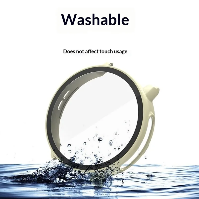 For Garmin Bounce 2 Case Hard PC Watch Protective Cover with Tempered Glass Film - Black