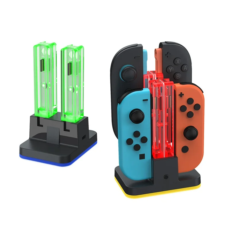 DOBE FOMIS ELECTRONICS TNS-5125 4-in-1-Ladestation für Nintendo Switch 2 / Switch / OLED Joy-Con-Controller mit RGB-Beleuchtung