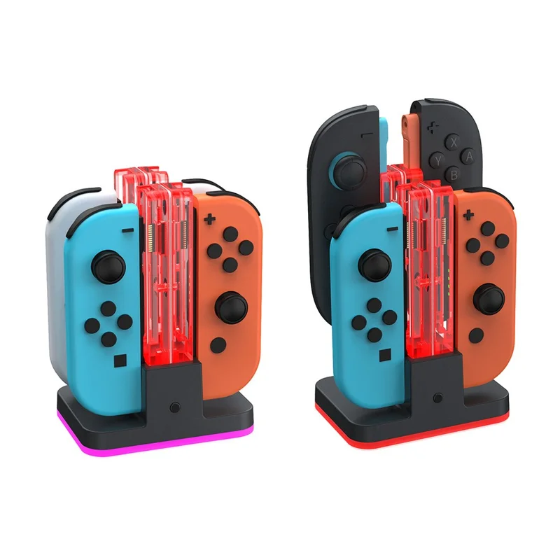 DOBE FOMIS ELECTRONICS TNS-5125 4-in-1-Ladestation für Nintendo Switch 2 / Switch / OLED Joy-Con-Controller mit RGB-Beleuchtung