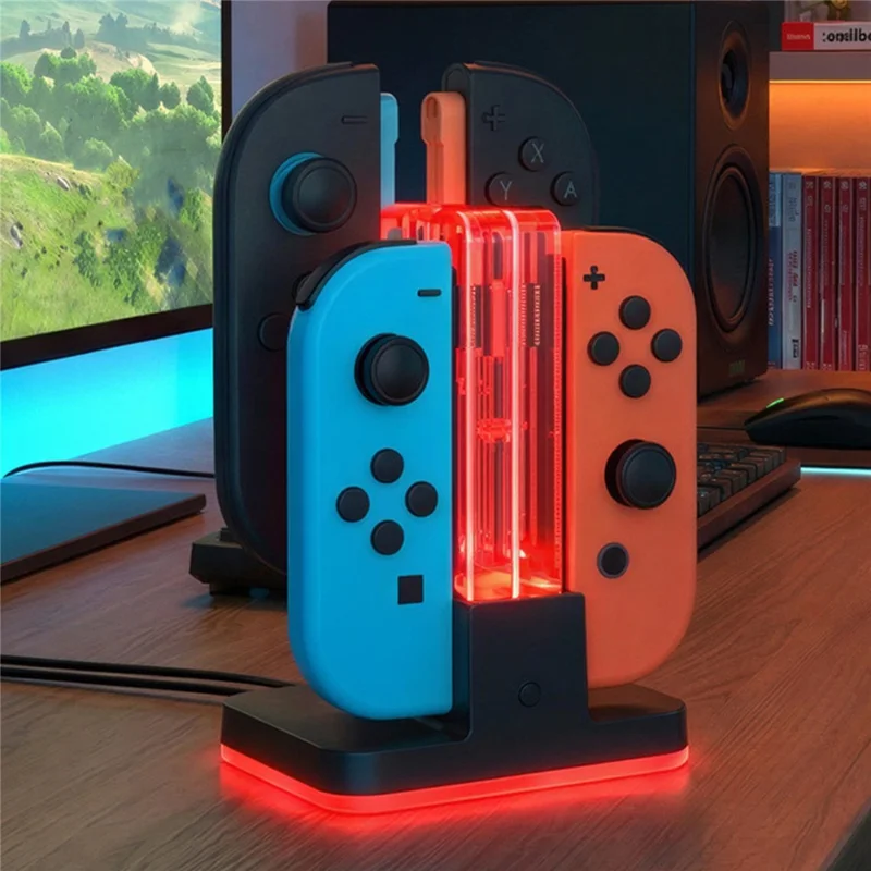 DOBE FOMIS ELECTRONICS TNS-5125 4-in-1-Ladestation für Nintendo Switch 2 / Switch / OLED Joy-Con-Controller mit RGB-Beleuchtung